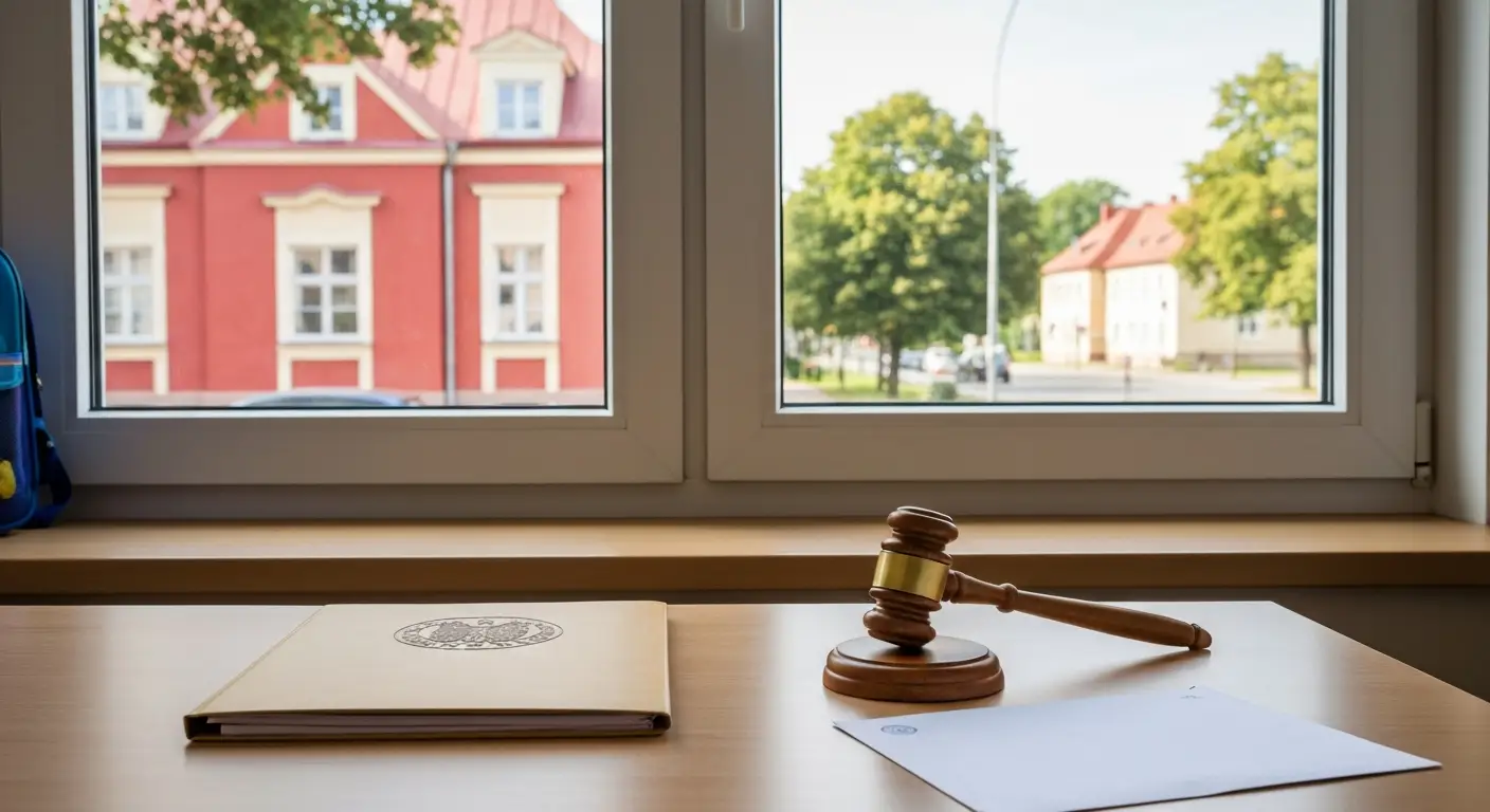 Dokumenty dotyczące funduszu alimentacyjnego na biurku w kancelarii w Olsztynie