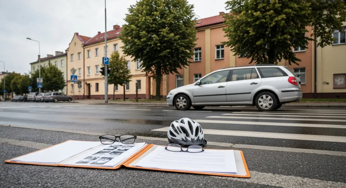 Zabezpieczone dowody po kolizji drogowej na skrzyżowaniu w Olsztynie
