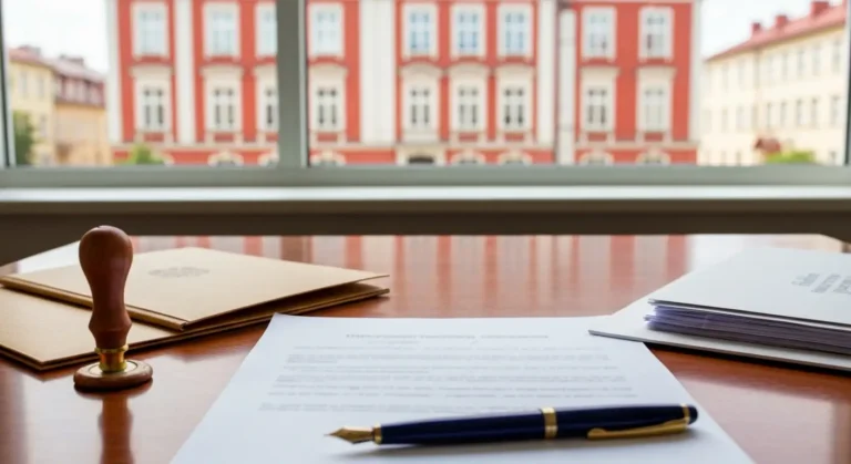Dokument pełnomocnictwa spadkowego z piórem i aktami na biurku w Olsztynie