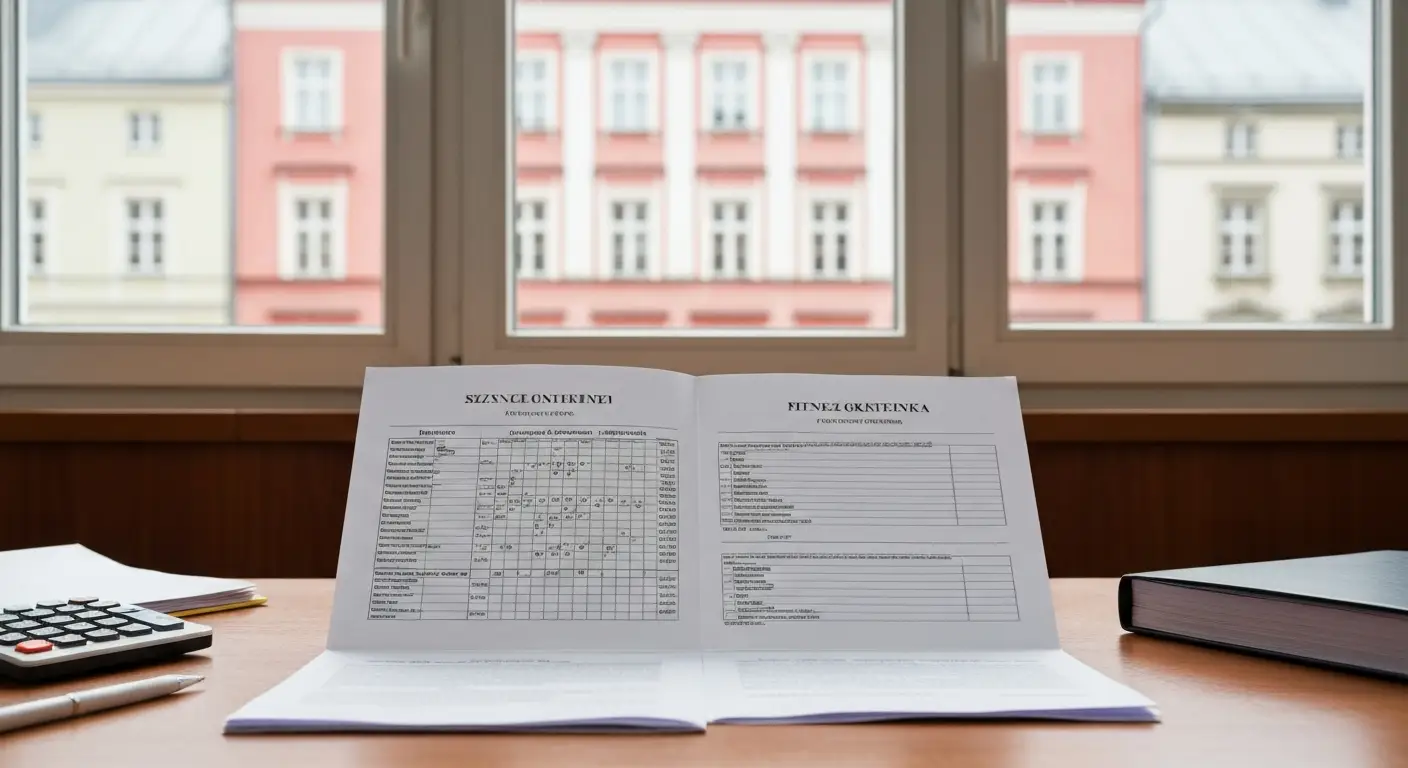 Akta kredytu hipotecznego i kalkulator na biurku w kancelarii w Olsztynie