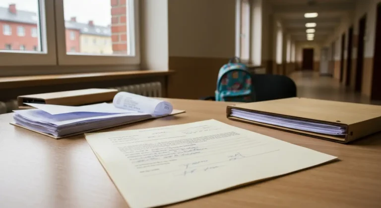 Dokumenty do pozwu o alimenty na biurku w sądowym otoczeniu w Olsztynie