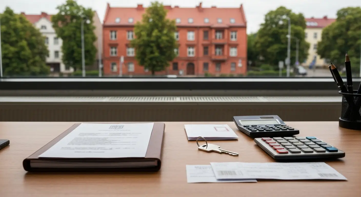 Dokumenty po wyroku CHF, klucz i teczka hipoteczna w kancelarii w Olsztynie