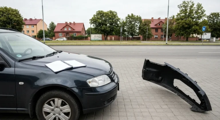Uszkodzony samochód i dokumenty do wyceny szkody całkowitej w Olsztynie