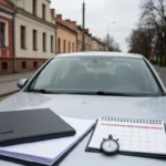 Uszkodzony samochód i dokumenty dotyczące terminów odszkodowania po wypadku w Olsztynie